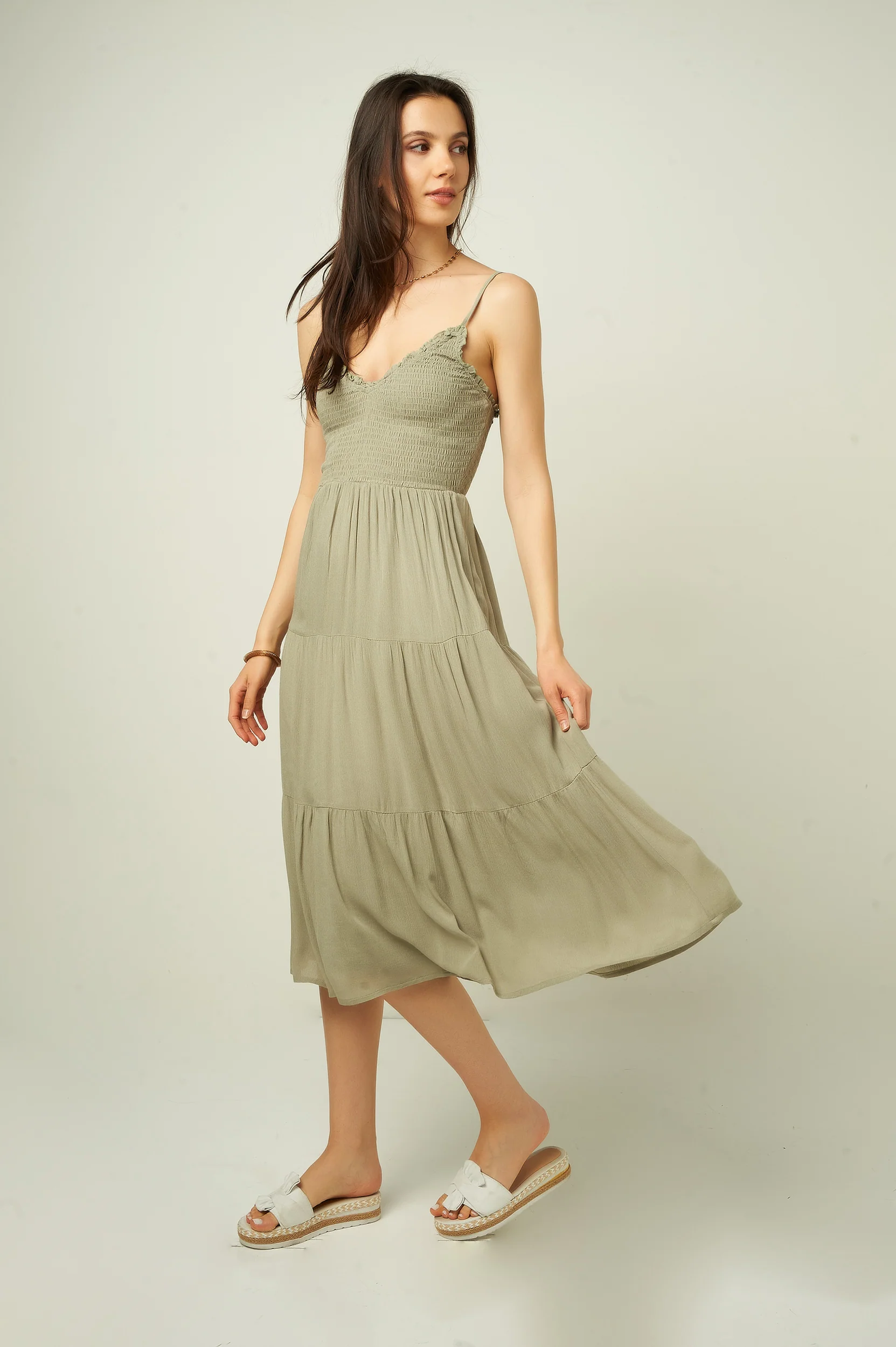Robe midi smockée - D6A4351 - (E-A14) - Image 3