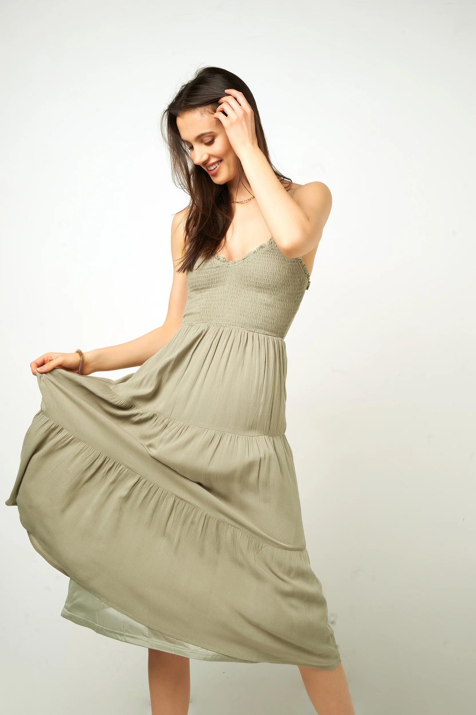 Robe midi smockée - D6A4351 - (E-A14) - Image 4