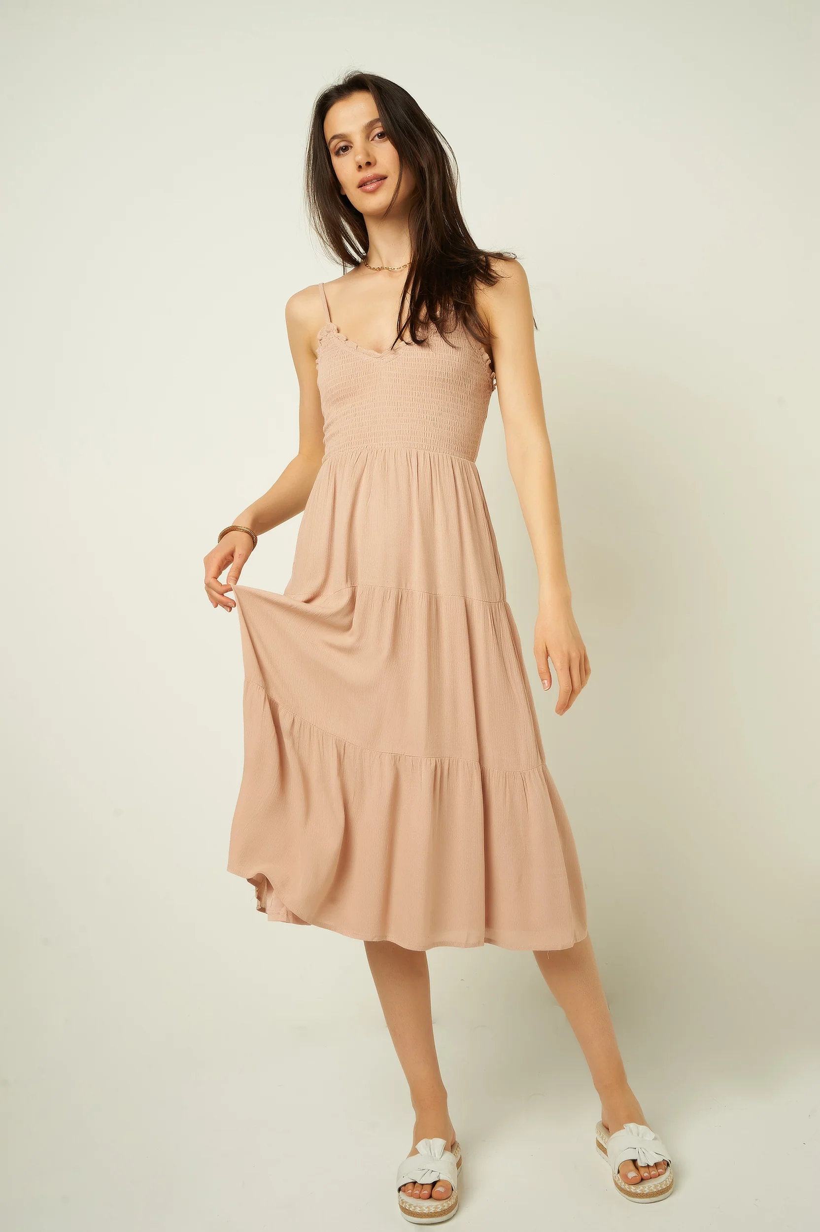 Robe midi smockée - D6A4351 - (E-A14) - Image 5
