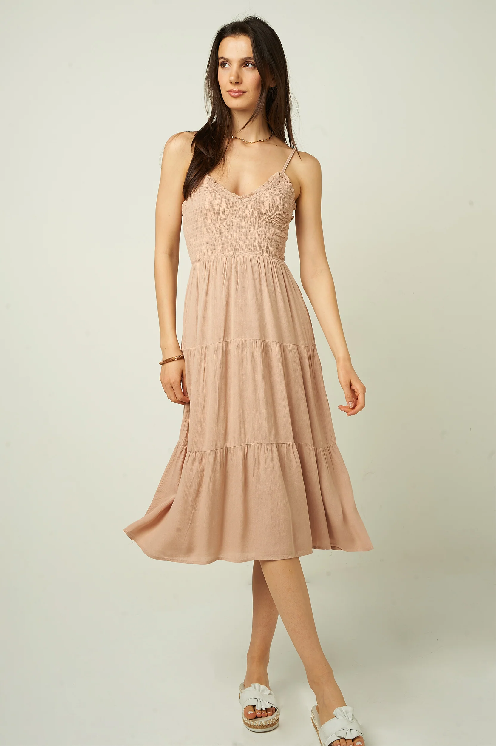 Robe midi smockée - D6A4351 - (E-A14) - Image 6
