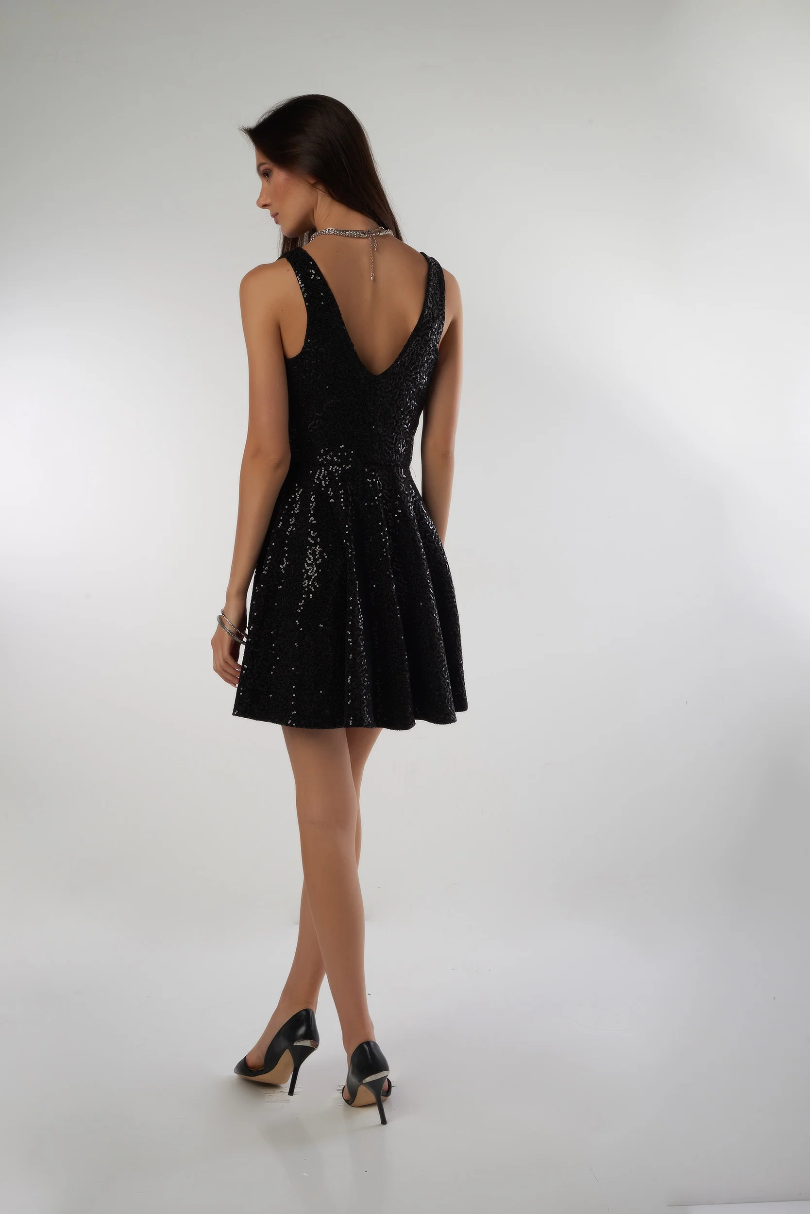 Robe à paillettes avec col en V - JUDINE - (R-C2) - Image 3