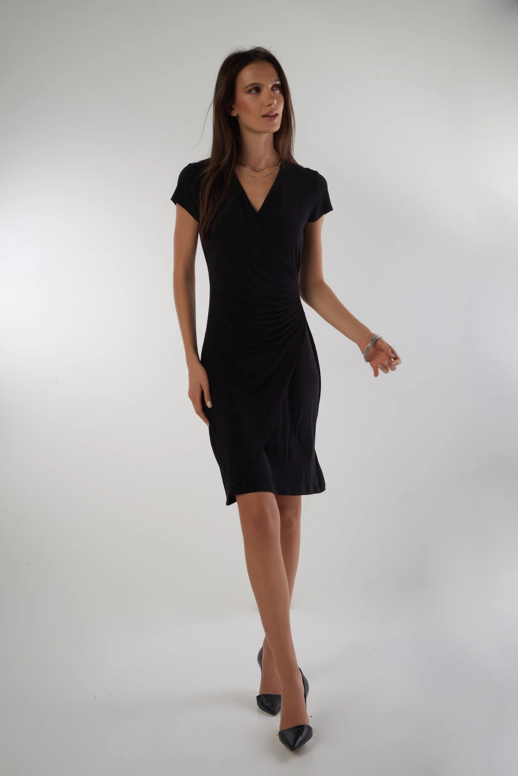 Robe plissée cache-coeur - CHI-SOLID - (R-B1) - Image 3